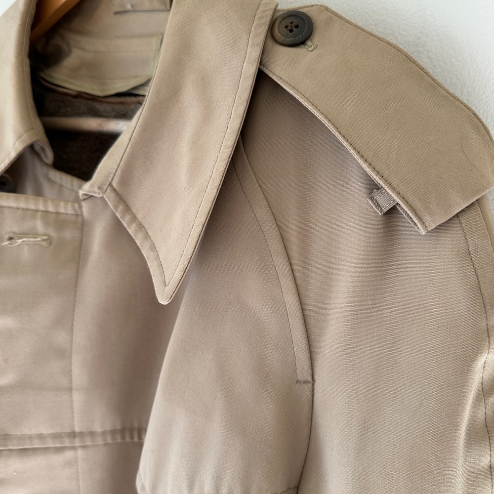VTG 90s London Fog Unisex Trench Coat Zip In Thermal Liner 40Reg Streetwear Tan - Picture 8 of 14